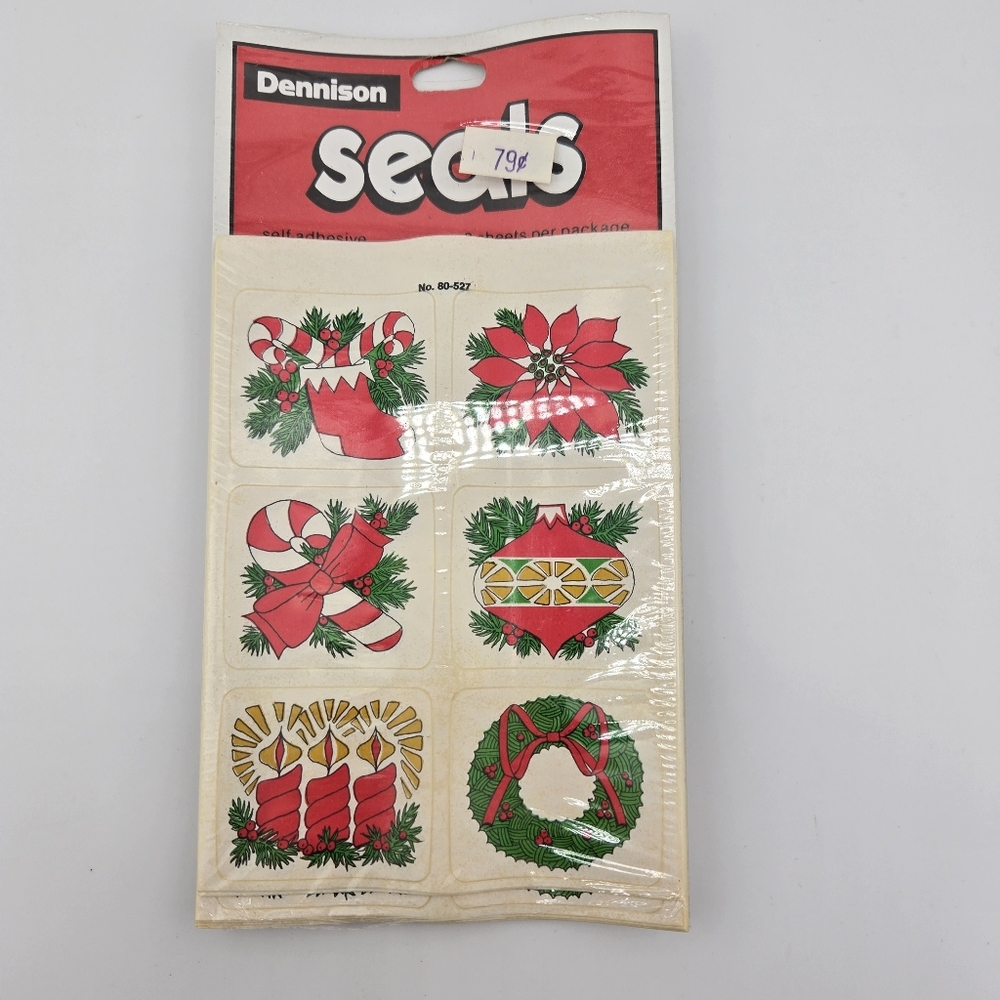 New Vintage Dennison Seals/Stickers Christmas Holiday